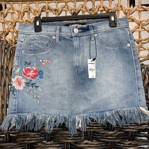 Express Floral Denim Mini Skirt